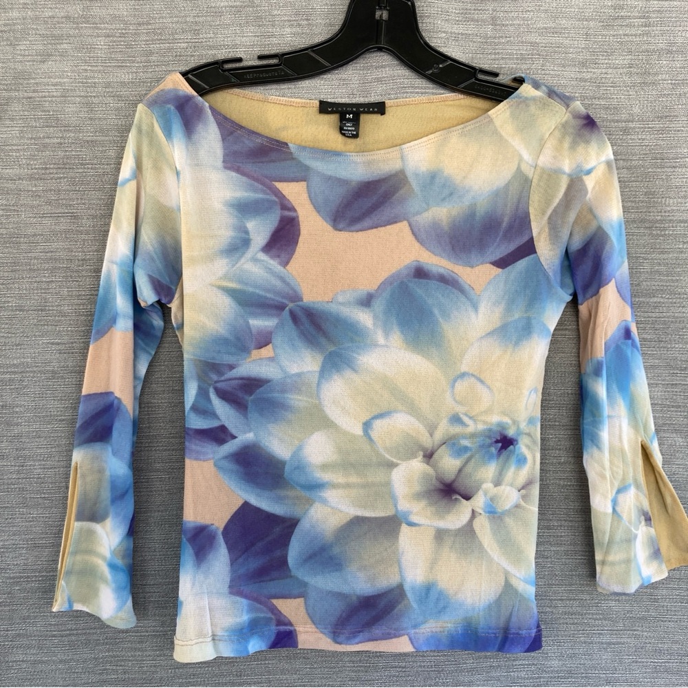 00s Weston Wear Floral Top 3/4 sleeve